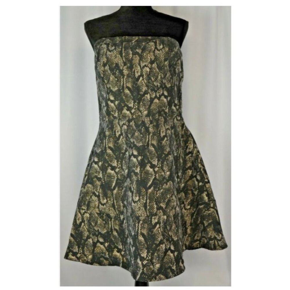 Strapless Snake Print Fit & Flare Dress By Express Size 8